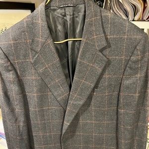 Canali wool-cashmere charcoal/brown check blazer